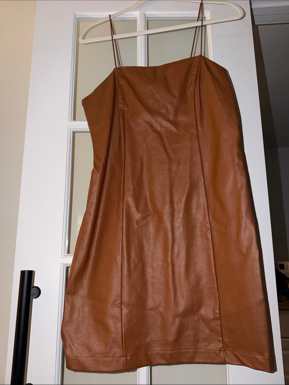 wild fable Faux Leather Mini Slip Dress in Brown